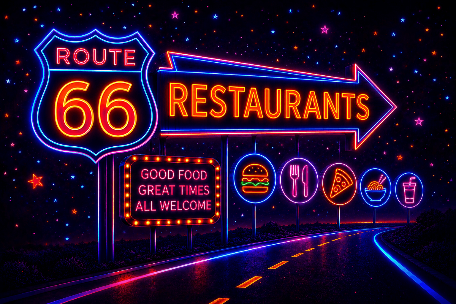 Classic diners and cafés along Route 66
